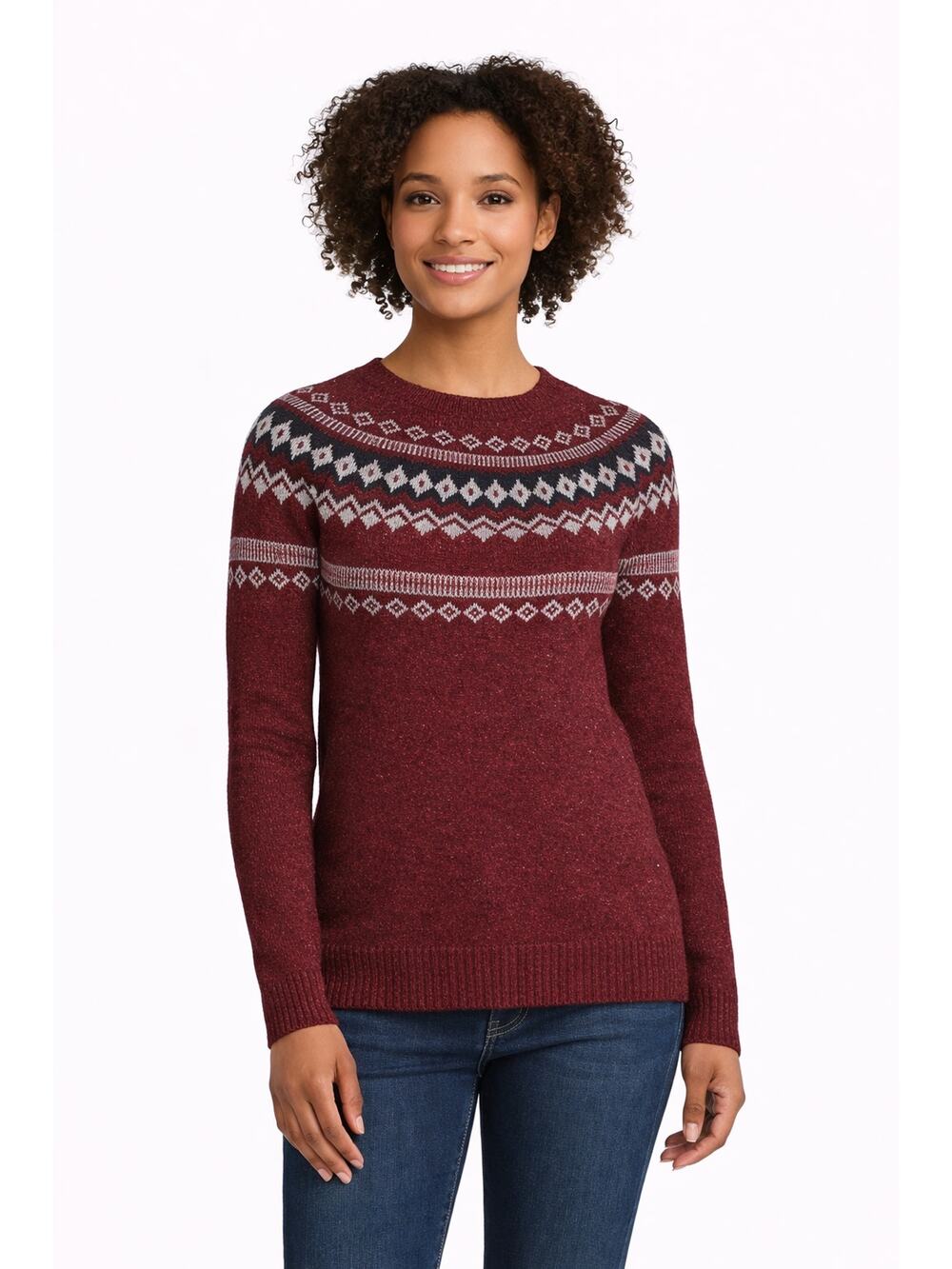 NWT Weatherproof Vintage Fair Isle Sweater S Wine